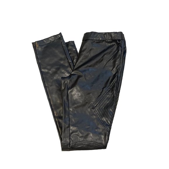 Womens CHRISTIAN AUDIGIER 1958 Faux Leather‎ Polyester Leggings Black sz Small - Picture 1 of 7